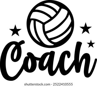 Coach sports typography clip art design on plain white transparent isolated background for card, shirt, hoodie, sweatshirt, apparel, card, tag, mug, icon, poster or badge