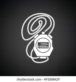 Coach stopwatch  icon. Black background with white. Vector illustration.