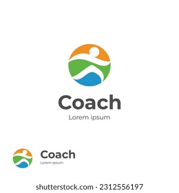 Diseño de logotipo de éxito de entrenador para el entrenador de vida logotipo de entrenador diseño de logotipo de deportes de entrenador plantilla vectorial