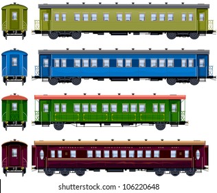 Coach  (Train #7) Pixel optimized. Elements are in the separate layers. In the side, back and front views.  Please see my portfolio for the  locomotive for these cars ( Image ID: 106220096)