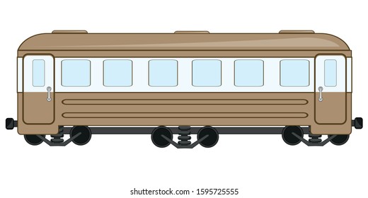 Coach of the train on white background is insulated