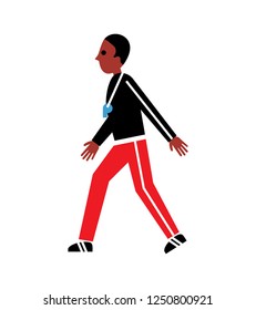 Coach wearing whistle and walking. vector