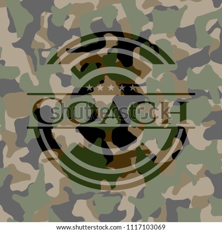 Coach written on a camouflage texture