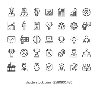 Coaching 50 icon set line art sketches design (3)