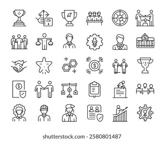 Coaching 50 icon set line art sketches design (2)