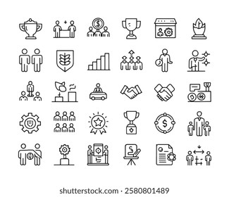 Coaching 50 icon set line art collection design (3)