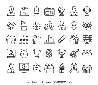 Coaching 50 icon set line art collection design (4)