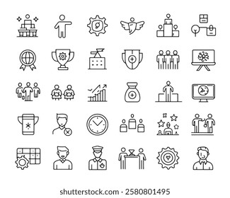 Coaching 50 icon set line art collection design (2)