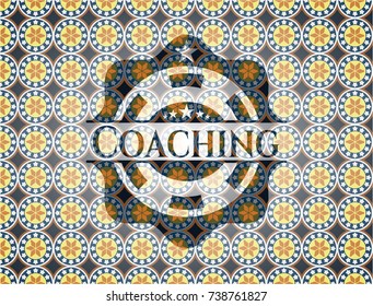 Coaching arabic style badge. Arabesque decoration.