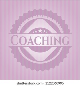 Coaching badge with pink background
