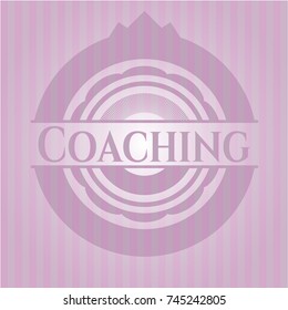 Coaching badge with pink background