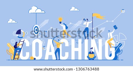 Coaching Banner. Business People Aiming Target. Marketing and Advertising. Working on Ideas. Teamwork and Training. Corporate Education. Inspirational Courses. Company Workshop. Vector EPS 10.