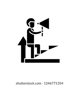 Coaching black icon, vector sign on isolated background. Coaching concept symbol, illustration 