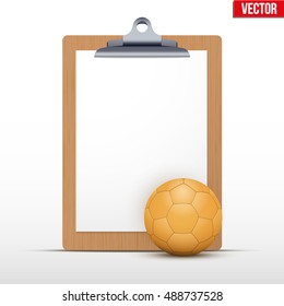 Coaching blank clipboard and handball ball. Editable Vector illustration Isolated on white background.