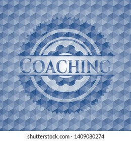 Coaching blue badge with geometric pattern background. Vector Illustration. Detailed.