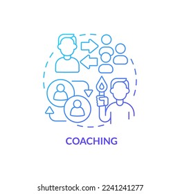 Coaching blue gradient concept icon. Business training platform program abstract idea thin line illustration. Professional mentorship. Isolated outline drawing. Myriad Pro-Bold font used