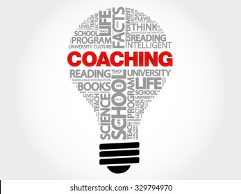 COACHING bulb word cloud, business concept