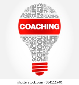 COACHING bulb word cloud, business concept