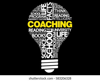 COACHING bulb word cloud, business concept