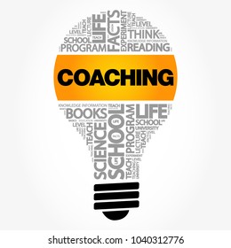 COACHING bulb word cloud collage, business concept background