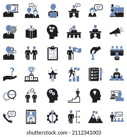 Coaching Business Icons. Two Tone Flat Design. Vector Illustration.