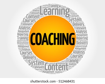 COACHING circle word cloud, business concept