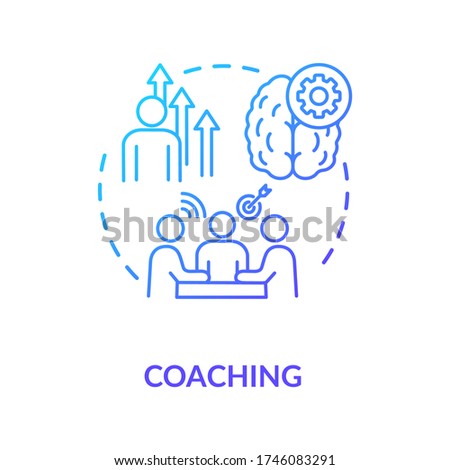 Coaching concept icon. Mentorship program, teamwork idea thin line illustration. Group coworking skills development, team building exercise. Vector isolated outline RGB color drawing