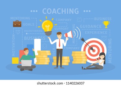 Coaching concept illustration. Guidance, education, motivation and improvement. Idea of support and business training.