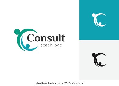 Coaching or Consulting Logo icon design with letter C and people care graphic concept idea for friendship, leadership, health care, Protection vector logo template