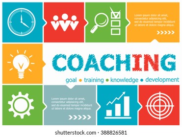 Coaching design illustration concepts for business, consulting, management, career. Coaching concepts for web banner and printed materials.