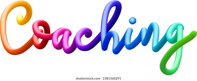 Coaching fluido texto con líneas curvas dinámicas de círculos coloridos mezclados. Ilustración vectorial.