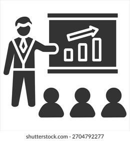 Ilustração de vetor de ícone de glifo de coaching