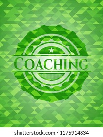 Coaching green emblem with mosaic background