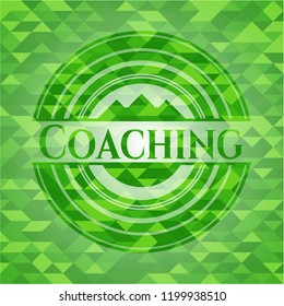 Coaching green emblem with mosaic background