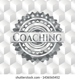 Coaching grey emblem. Retro with geometric cube white background