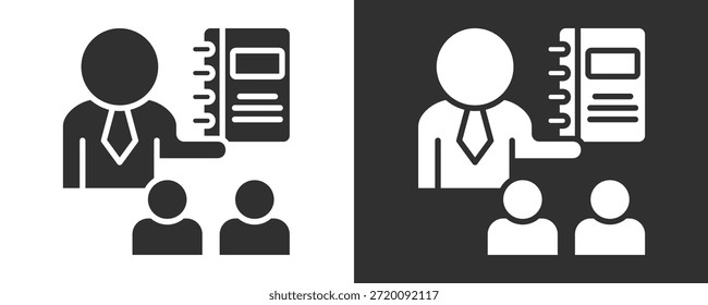 Coaching Guides Icon Set Vetor Collection Isolado Em Preto E Branco