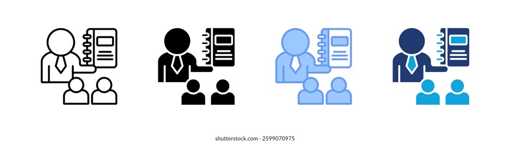 Coaching Guides Multi Style Icon Set Vector