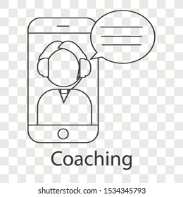 Coaching icon concept on transparency background. Creative idea design for decoration template, web page, brochure, presentation. Line vector illustration use for your project.