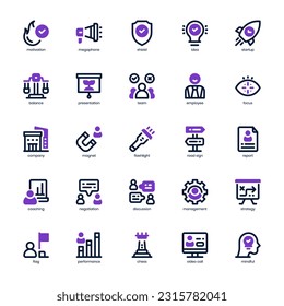 Coaching Icon Pack para el diseño de tu sitio web, logotipo, aplicación e interfaz de usuario. Icono de entrenamiento de línea mixta y diseño sólido. Ilustración gráfica vectorial y trazo editable.