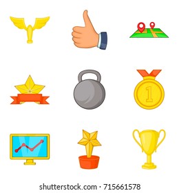  coaching icon set. Cartoon set of 9 coaching vector icons for web design isolated on white background