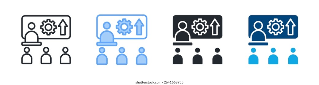 Coaching Icon Set Multiple Style. Design In Outline, Blue, Glyph, Dualtone