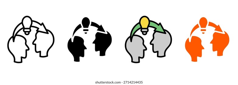 Coaching Icon Set Multiple Style Collection. Mentor, Goal Setting, Motivation, Teamwork, Training, Personal Development, Vision, Strategy, Leadership, Feedback, Success, Performance Review, Empowerm