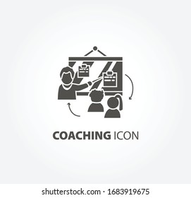 coaching icon. Speaker at business workshop design element