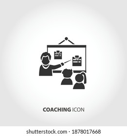 coaching icon. Speaker at business workshop isolated vector icon. business design element