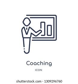 coaching icon from strategy outline collection. Thin line coaching icon isolated on white background.