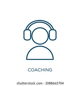 coaching icon. Thin linear coaching outline icon isolated on white background. Line vector coaching sign, symbol for web and mobile