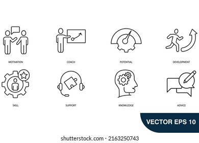 coaching icons set . coaching pack symbol vector elements for infographic web