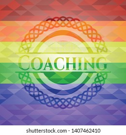 Coaching lgbt colors emblem. Vector Illustration. Mosaic.