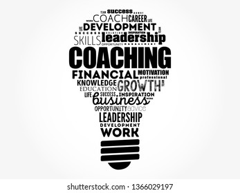 COACHING light bulb word cloud, business concept background