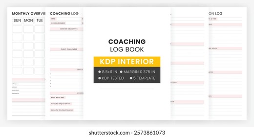 Coaching Logbook Template, Guide Organizer Schedule Dairy, Life Coaching Session Appointment Planner